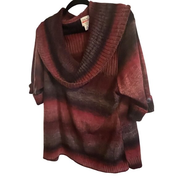Ruby Road Favorites Cowl Neck 2XL XXL Womens Short Slveeve Sweater Red & Black - Picture 1 of 10